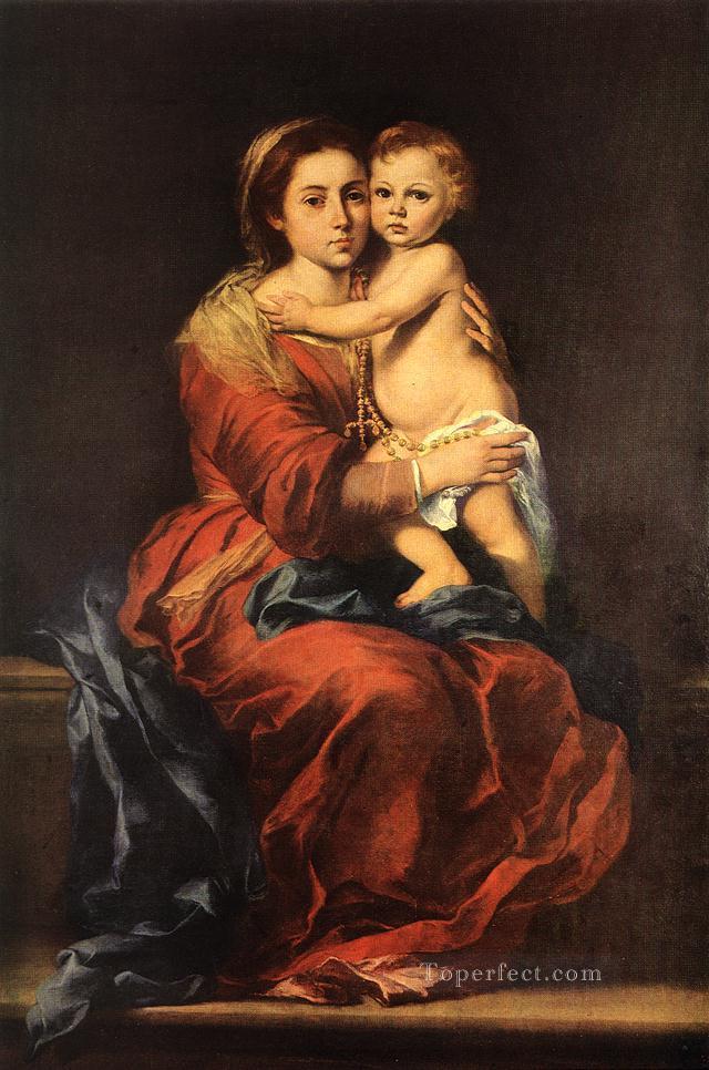 Virgin and Child with a Rosary Spanish Baroque Bartolome Esteban Murillo Oil Paintings